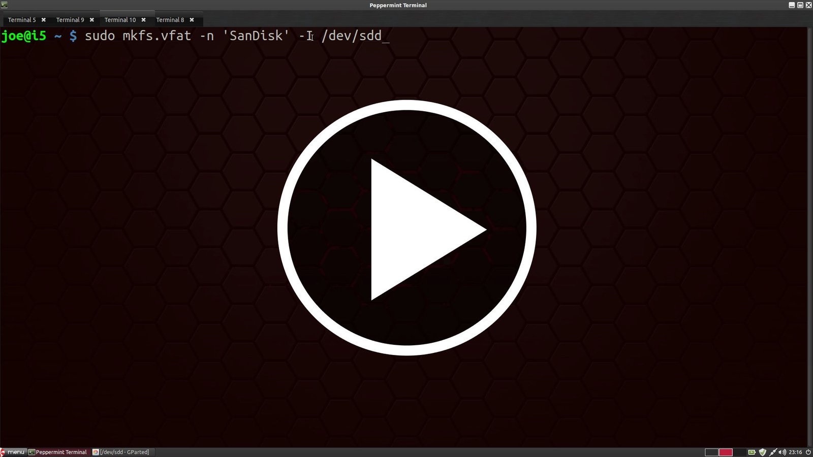 Linux Terminal: Formating a USB drive & ?burn? an iso image